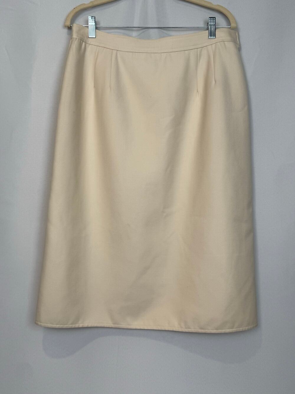 Oscar de la Renta Womens Pure Wool A-Line Skirt Size 16 Ivory Lined Old Money